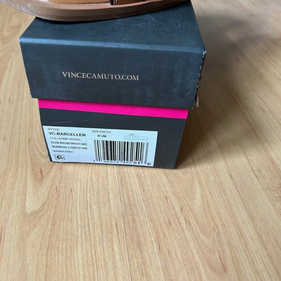 NWB Vince Camuto Barcellen Leather Slide Sandals in golden walnut - Picture 4 of 5